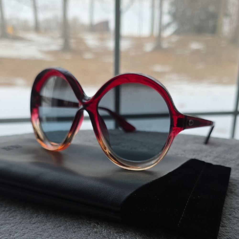 Dior Red and Tan Gradient Oversized Sunglasses